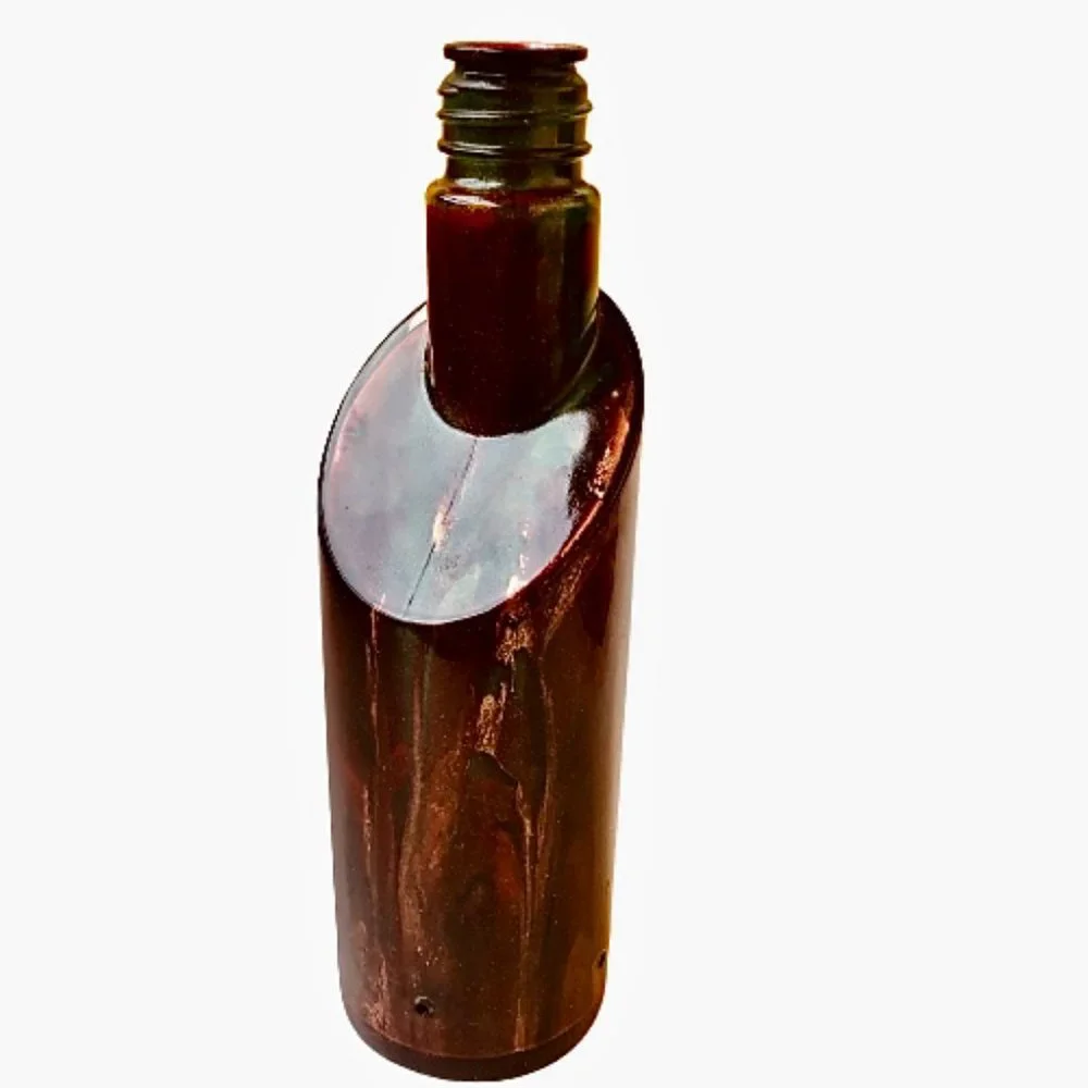 Glass Bottle Unique Inside Drip Painted Signed & Dated By Artist Collectibles